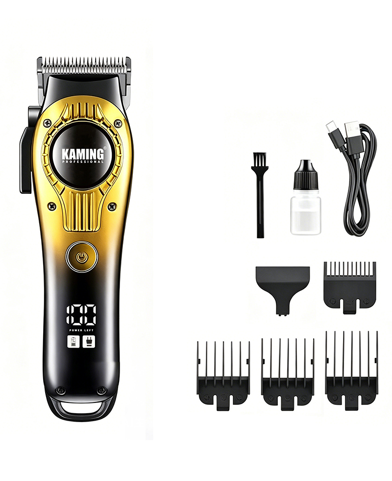 Kaming 1708 Quiet Electric Hair Clipper, Propesyonal na Fade Clipper para sa Paggamit ng Salon na may Digital Display